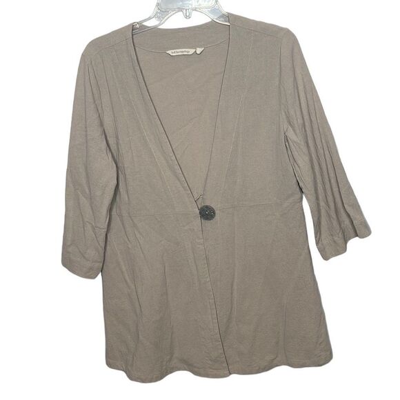 Soft Surroundings Tan/Khaki Benedetta Gauze Topper Cardigan. Size Medium. - Picture 1 of 7
